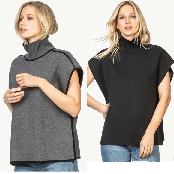 Lilla P Sweaters - Lilla P Reversible Poncho Knit Mock Neck Sweater Top Winter Luxury Medium Large